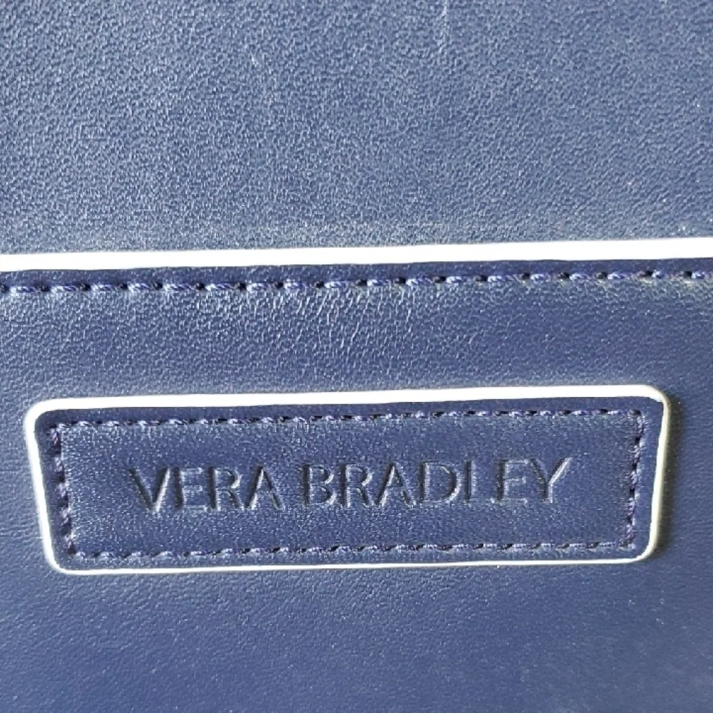 Vera Bradley Blue Satchel with Structured Design and Silver Hardware